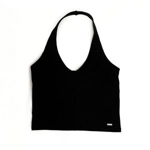 hollister black halter crop top